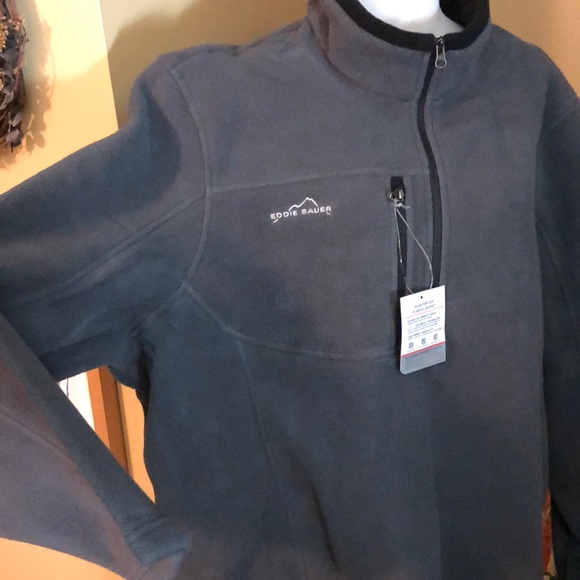 EDDIE BAUER Size 4X Classic QuarterZip Fleece Gray Logo Soft Pullover $85 NEW - Picture 10 of 12